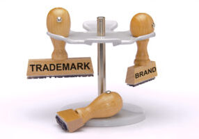 trademark and brand printed on rubber stamp
